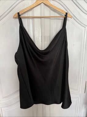 Ava & Viv Black Satin Cowl Neck Camisole Top – Women’s Size 3X Dressy Tank Top